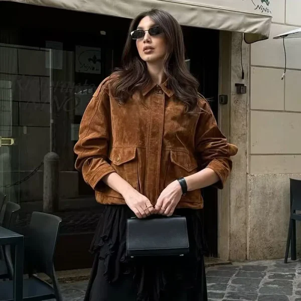 MUJER 2025 Giubbotti bomber da donna Capispalla Giacca in pelle scamosciata Donna Streetwear Vacanza Cappotti da donna Cerniera Novità in Cappotti e giacche 2