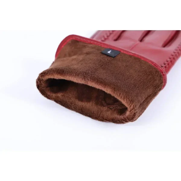 Guanti da donna in pelle di pecora di buona qualità, caldi invernali, più velluto, corti e sottili, touch screen, colore guida, guanti in pelle da donna 3