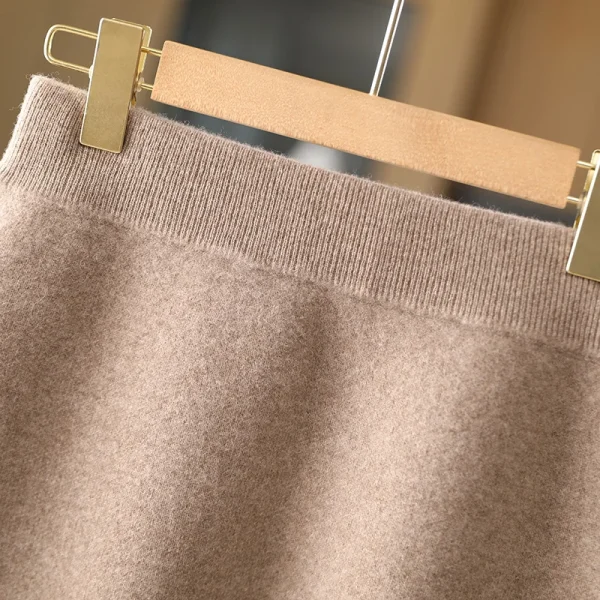 Nuove donne chic autunno inverno caldo morbido abito in cashmere di lusso 100% minigonna in lana merino stile preppy gonna lavorata a maglia in cashmere 5