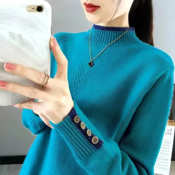 Maglioni dolcevita da donna basic Versione coreana nuovo maglione lavorato a maglia Autunno Inverno Top Slim Pullover da donna Maglione morbido e caldo 4