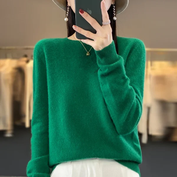 2024 moda 100% lana merino maglione pullover di cashmere O-Collo manica lunga donna maglieria autunno inverno abbigliamento Y2K top O Ling 4