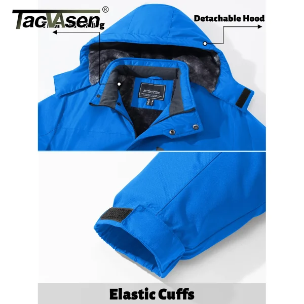 TACVASEN Giacca invernale da sci e snowboard addensata Giacca da trekking impermeabile in pile da uomo Giacca a vento da trekking in montagna all'aperto Parka 6