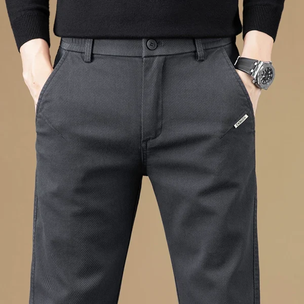 Abbigliamento di marca Autunno Inverno Tessuto di cotone Pantaloni casual Uomo Grigio Nero Corea Lavoro Classico Slim Fit Pantaloni cargo Uomo 28-38 3