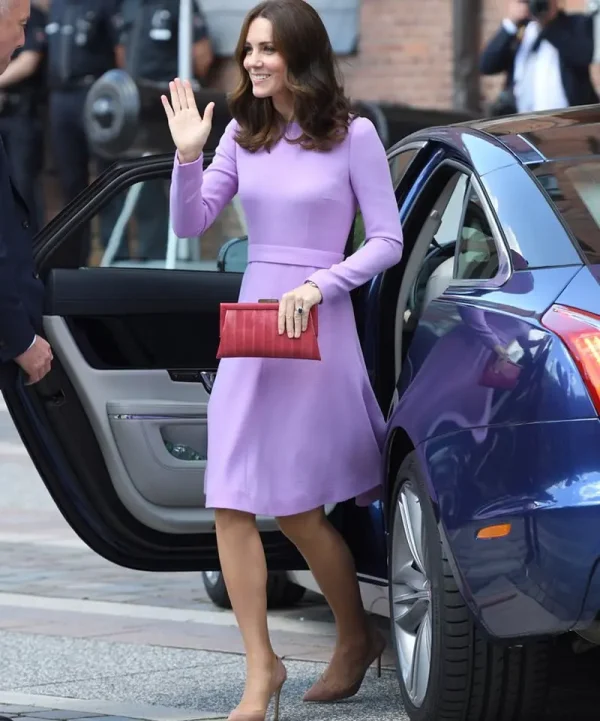Abito da principessa moda Kate half running abito viola manica lunga donna pieghe Dres 1