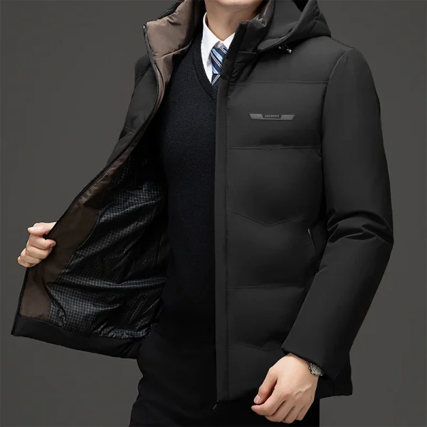 Cappotto Parka impermeabile caldo spesso con cappuccio di alta qualità Cappotto invernale casual allentato con cappuccio da uomo Piumino invernale da uomo d'affari 2