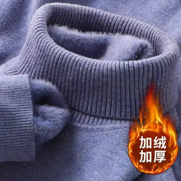 Maglione dolcevita da uomo autunno inverno lavorato a maglia velluto caldo pullover a maniche lunghe maglione base camicetta casual a prova di freddo per esterni 2