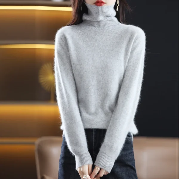 Nuovo abbigliamento donna per autunno/inverno 2024 100% visone peluche dolcevita Pullover maglione donna Cashmere maglione Dbr-018 6