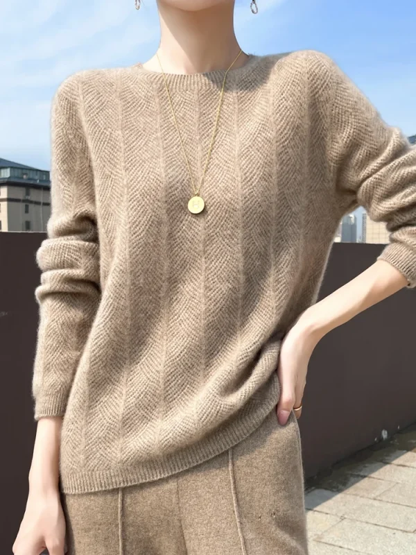 Autunno Inverno Donna Maglione di cachemire Manica lunga O-Collo Pullover 100% lana merino Maglieria Basic Hollow Maglione Coreano Popolare 3
