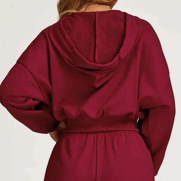Top sportivo Donna Autunno Inverno Felpe con cappuccio con cerniera Abbigliamento sportivo allentato casual Top da yoga Abbigliamento fitness da corsa Donna 2