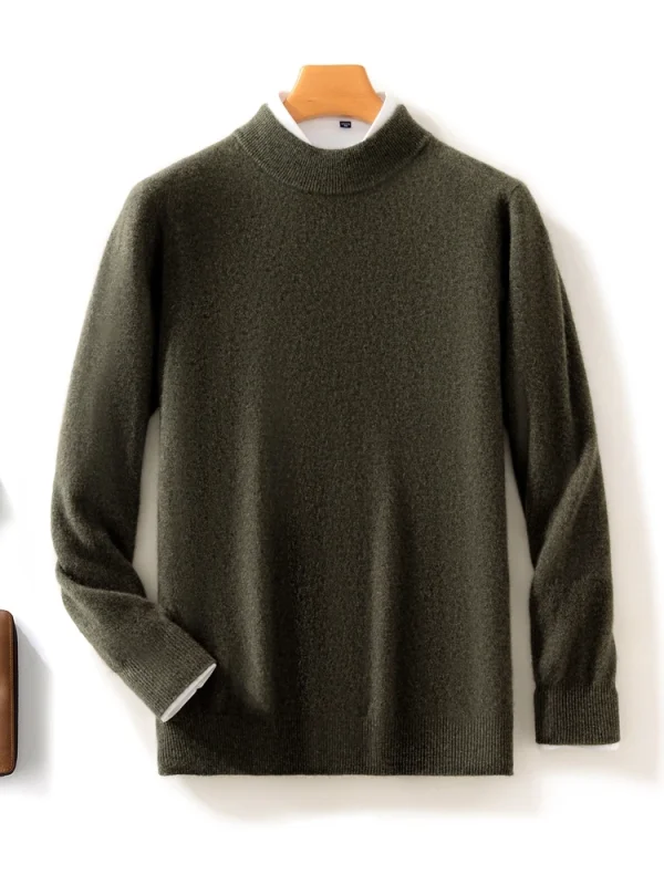 ANGEL Maglione da uomo in lana merino 100% Pullover con collo a lupetto Autunno Inverno Smart Casual Maglieria in cashmere Abbigliamento maschile di base Top 4