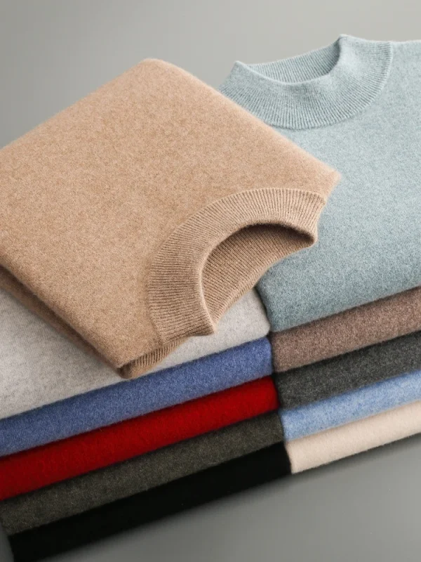 ANGEL Maglione da uomo in lana merino 100% Pullover con collo a lupetto Autunno Inverno Smart Casual Maglieria in cashmere Abbigliamento maschile di base Top 1