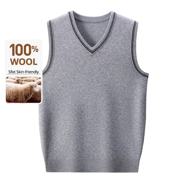 Di fascia alta 100% lana Nuovo autunno inverno marchio di moda maglia pullover maglione gilet slim fit scollo a V senza maniche abbigliamento casual da uomo 5