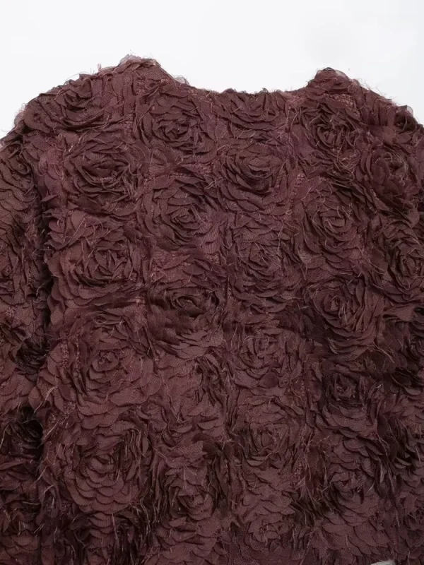 Cappotto da donna corto strutturato a forma di fiore moda manica lunga bottone a pressione capispalla femminile top chic 5