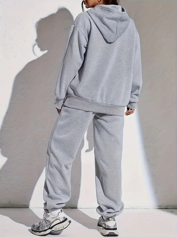 Felpe con cappuccio da donna + pantaloni della tuta Set Hip Hop Street Felpa con cappuccio stampata casual Oversize Allentato Nuove felpe Autunno Abbigliamento in pile caldo 3