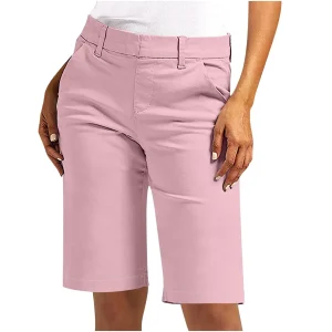 Pantaloncini dritti tinta unita moda casual da donna Pantaloni sportivi vestibilità a vita alta Pantaloni da pendolarismo quotidiano a casa 1