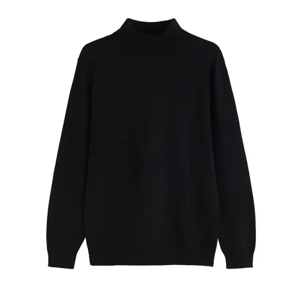 Autunno/inverno mezzo polo maglione con collo alto stile coreano da uomo vestibilità ampia colore collo medio strato base in maglia manica superiore interna 5