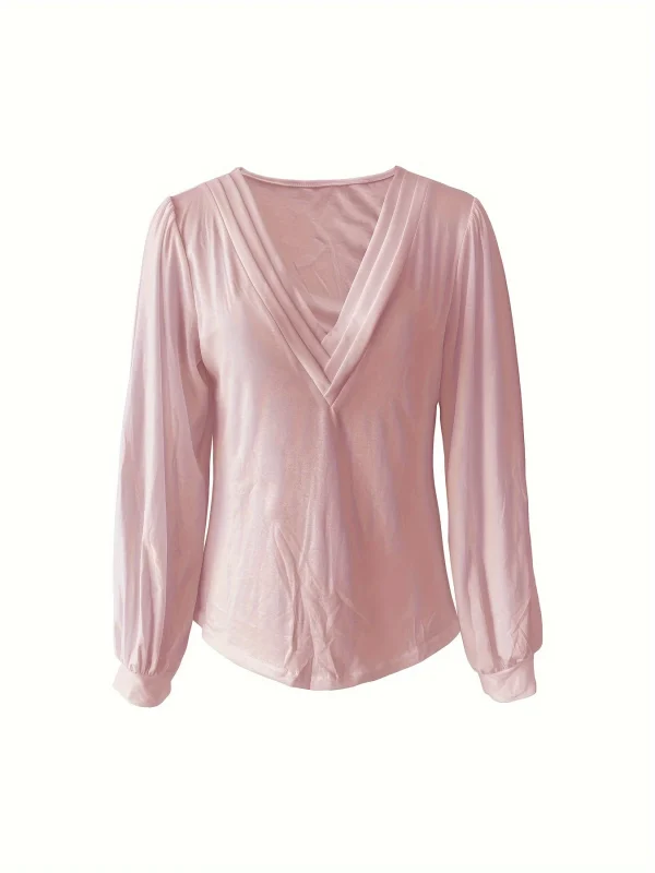 Commercio estero transfrontaliero tra europa e America, camicie da donna nuove primaverili ed estive, top casual a maniche lunghe con scollo a v, ho 4