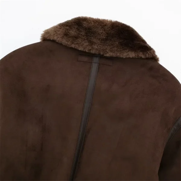 Cappotto da giacca double face allentato con decorazione a cinghia a contrasto con collo in piedi casual da donna autunno e inverno 5