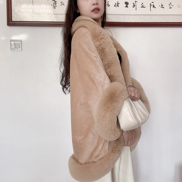 Sciarpe scialle di pelliccia sintetica di lusso da donna Sciarpa di peluche da donna Stola Cover Up per la festa nuziale Cappotto Mantello Coprispalle in pelliccia da sposa Mantello avvolgente 5