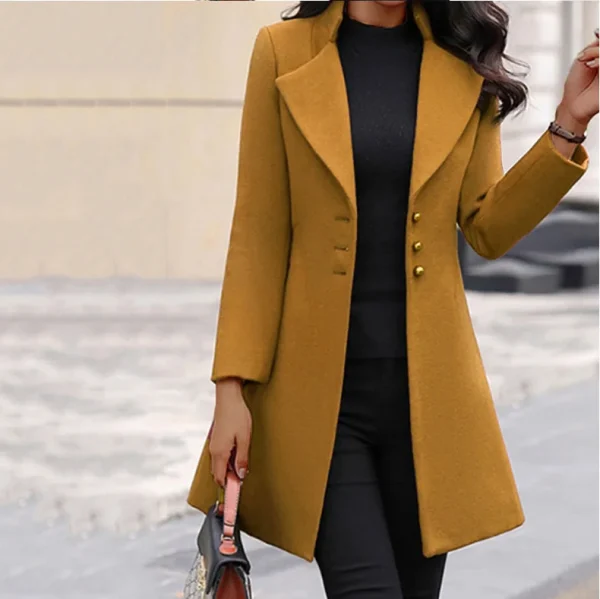 Cappotto autunnale e invernale europeo e americano Cappotto coreano in lana con bottoni slim di media lunghezza tinta unita 2