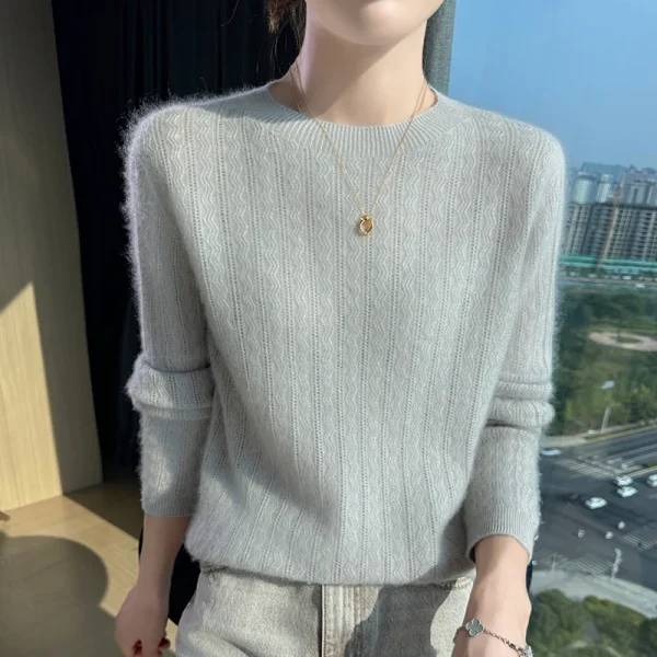 Autunno Inverno Mezza Collo Alto Scava Fuori Donna Maglione di Lana Cavo Maglia Pullover Top Maglione di Cachemire 100% Maglione di Lana Merino 6