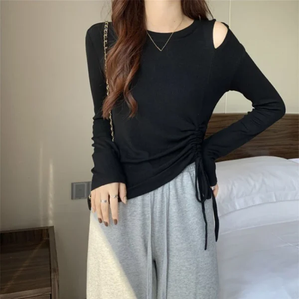 Tee Plain 2025 Slim Top per donna T-shirt donna bianca Maglietta originale Coquett Abbigliamento Stile coreano Vecchio con maniche alte causali 2