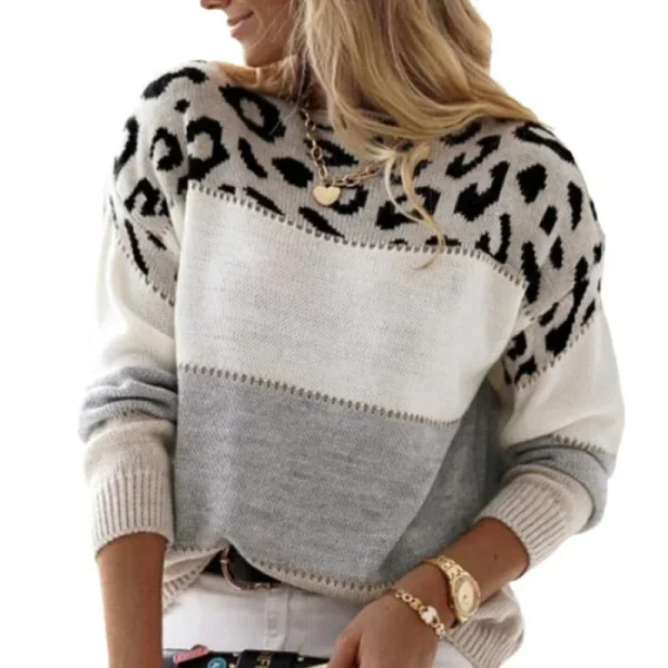 Tuoyi Maglione Abito da donna Leopardo Autunno Dzianiny Impiombato Felpa a maniche lunghe Maglione oversize 2024 Nuovi vestiti Y2k 4