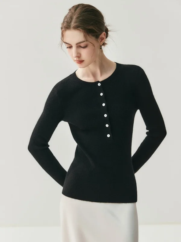 Elegante maglione 100% cashmere Pullover da donna Autunno Inverno Caldo vestiti a maniche lunghe O-Collo Quotidiano Ufficio Slim Basic Top lavorato a maglia 4