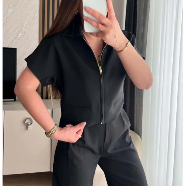 MUJER 2025 Giacca corta da donna con cerniera Varsity Giacche da donna Manica corta Cappotti da donna Capispalla casual Giacche da donna per le vacanze 3
