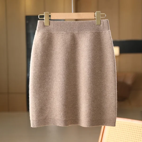 Nuove donne chic autunno inverno caldo morbido abito in cashmere di lusso 100% minigonna in lana merino stile preppy gonna lavorata a maglia in cashmere 2