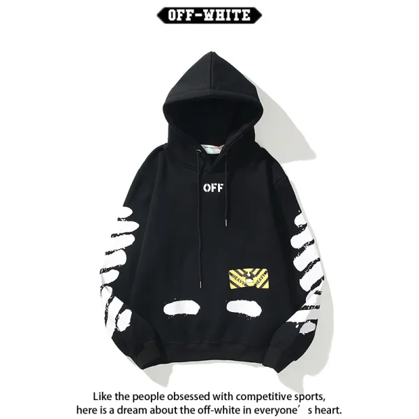 OFF-WHITE CO VIRGIL ABLOH Hiphop Style Wave Line Felpa con cappuccio stampata Uomo Donna Autunno Inverno Nuovo arrivo Abbigliamento 2