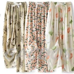 Nuovo stile Boho donna floreale bohemien pantaloni a gamba larga Lady elastico in vita pantaloni larghi da spiaggia per le vacanze pigiama in viscosa 1