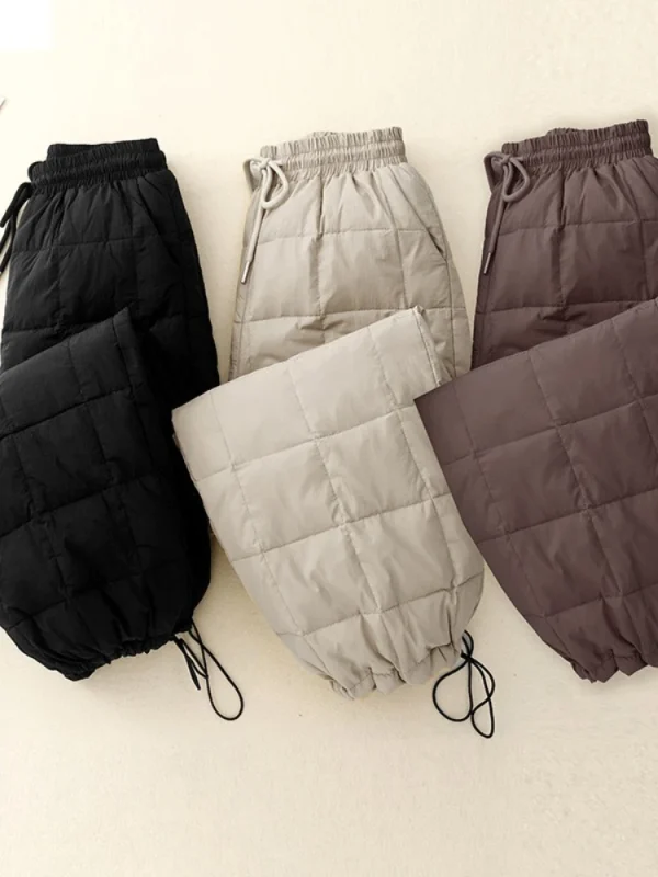 Novità invernale in pantaloni spessi con coulisse pantaloni larghi sportivi casual da donna a vita alta alla moda in tinta unita 4