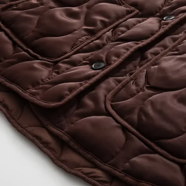 Cappotto giacca in cotone trapuntato allentato a maniche lunghe con tasca grande retrò tinta unita da donna autunno 2025 5