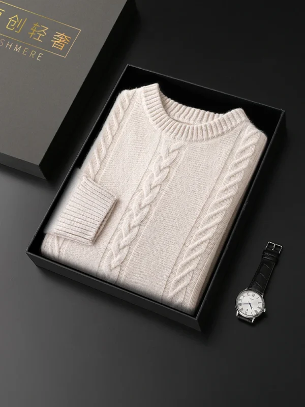 Autunno Inverno Maglione di lana da uomo Pullover Twist Fiore addensato Smart Casual 100% lana merino Maglieria Abbigliamento in cashmere Top 2