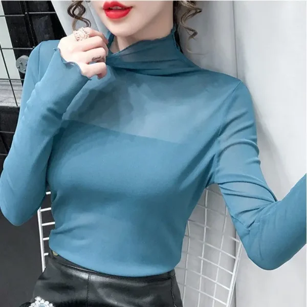 Magliette da donna Maglia 2025 Dolcevita Vestiti Slim Tees Pianura Top femminili Sexy Alta all'ingrosso Vecchie magliette Lusso di alta qualità O 4