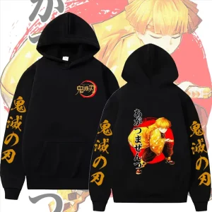 Anime giapponesi Demon Slayer ‌ felpa con cappuccio Abbigliamento da uomo Harajuku Moda Hip Hop High Street Felpe pullover in pile a maniche lunghe 1
