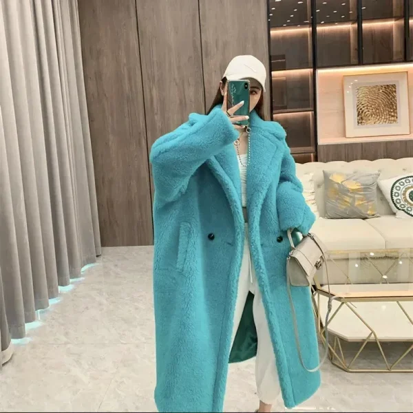 Max Teddy Coat 62% Alpaca 26% Lana 12% Cappotto di seta Cappotto invernale da donna addensato 4