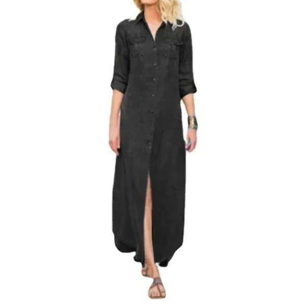 Abito da donna in denim monopetto casual tinta unita sciolto estate nuova taglia S-5XL da donna, design ampio, confortevole e casual 5
