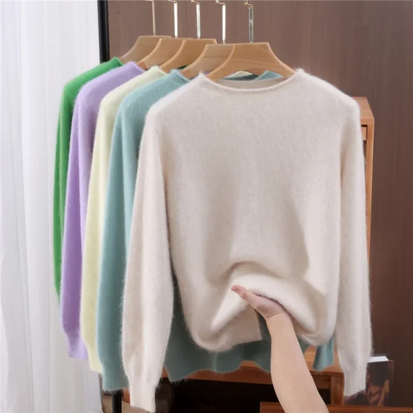 Autunno Inverno Colletto arrotolato 100% visone Cashmere Pullover da donna Alla moda Maglione lavorato a maglia dalla vestibilità ampia Versione coreana di fascia alta 3