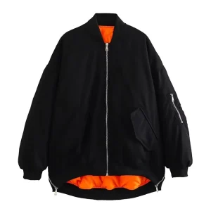 Autunno/Inverno nuova giacca da pilota casual in cotone con vestibilità ampia da donna, giacca da baseball, colletto a maniche lunghe 1