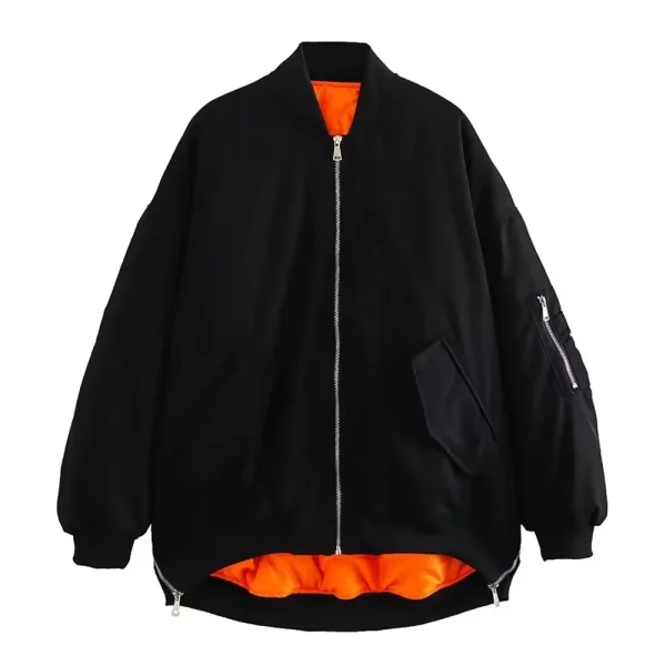 Autunno/Inverno nuova giacca da pilota casual in cotone con vestibilità ampia da donna, giacca da baseball, colletto a maniche lunghe 1