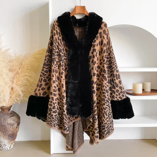 Capispalla da donna con stampa leopardata calda e spessa - Y2K Streetwear e mantello elegante, cappotto, giacca, mantello e poncho per l'autunno inverno 6