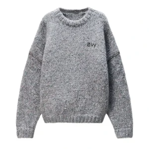 AW 2025 Inverno Nuovo nel marchio maglione lavorato a maglia per uomo e donna Wang unisex grigio pullover oversize maglieria top con cappuccio vestiti 1