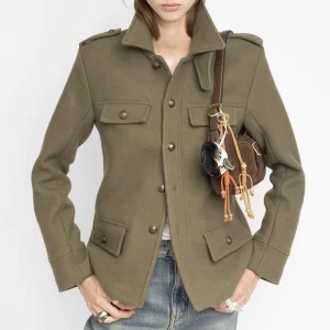 Rowan 22T490 Giacca da donna con stampa grafica solida Colletto rovesciato Manica lunga Bottone Lady Casual Giacca classica vintage Femme 1
