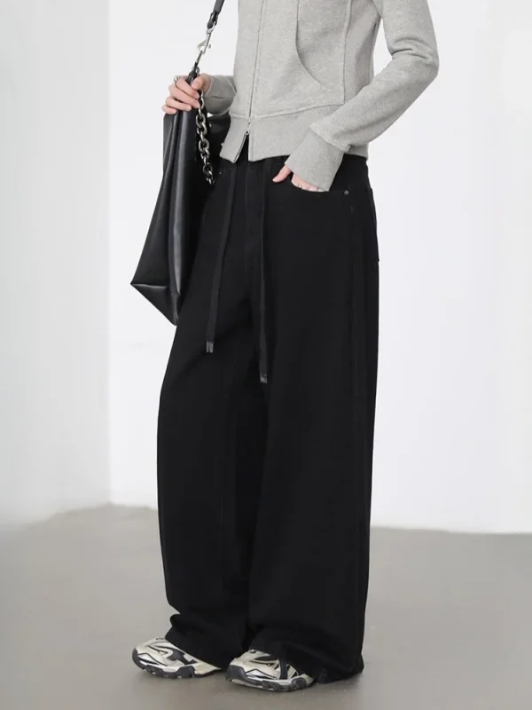 CHIC VEN Pantaloni in denim da donna Solid Loose Casual Retro Jeans con coulisse Pantaloni femminili a gamba dritta Primavera Autunno 2025 6