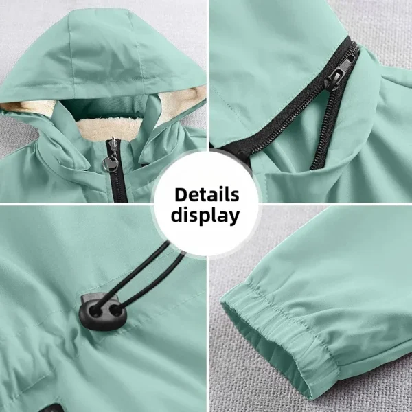 Giacca da donna autunno inverno in pile ispessito Cappotto caldo antivento che raccoglie la vita Capispalla corto per piccole figure 4