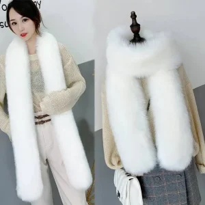 Sciarpa in pelliccia sintetica da 180 cm Colletto peloso invernale Morbido lungo scialle in peluche Scaldacollo Moda donna Sciarpe soffici Decorazione di abbigliamento 1