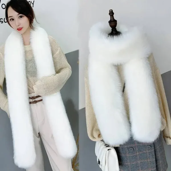Sciarpa in pelliccia sintetica da 180 cm Colletto peloso invernale Morbido lungo scialle in peluche Scaldacollo Moda donna Sciarpe soffici Decorazione di abbigliamento 1