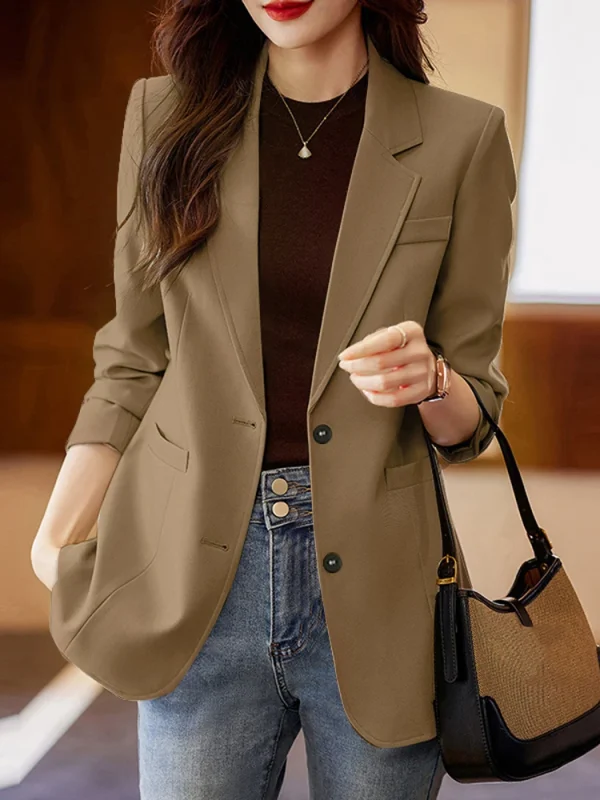 2025 Donna Autunno OL Giacca da lavoro ZANZEA Moda Risvolto Collo Manica lunga Solid Blazer Sottile Outwears Abiti Casual Bottoni Giacche 5